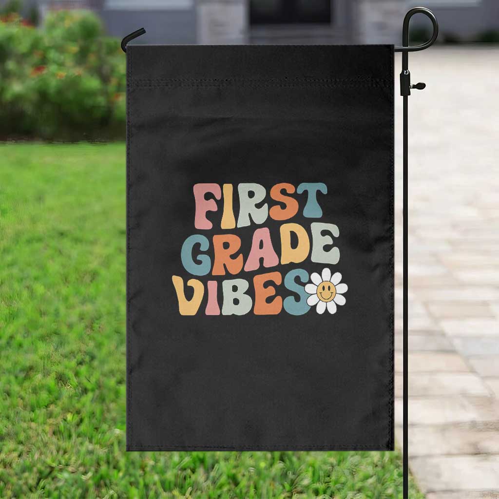 Retro 1st Day of School Garden Flag First Grade Vibes 1st Grade Team