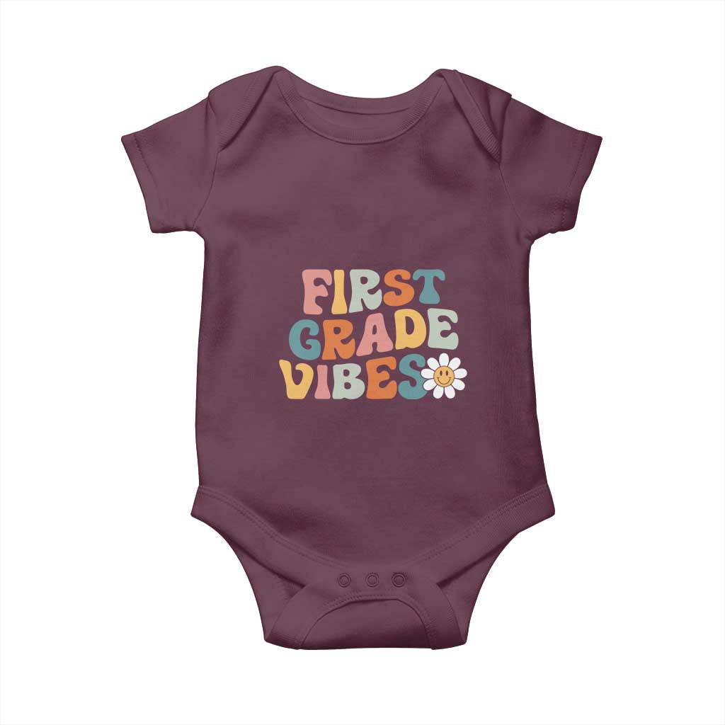 Retro 1st Day of School Baby Onesie First Grade Vibes 1st Grade Team