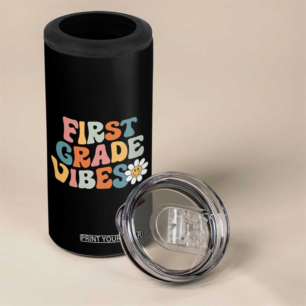 Retro 1st Day of School 4 in 1 Can Cooler Tumbler First Grade Vibes 1st Grade Team