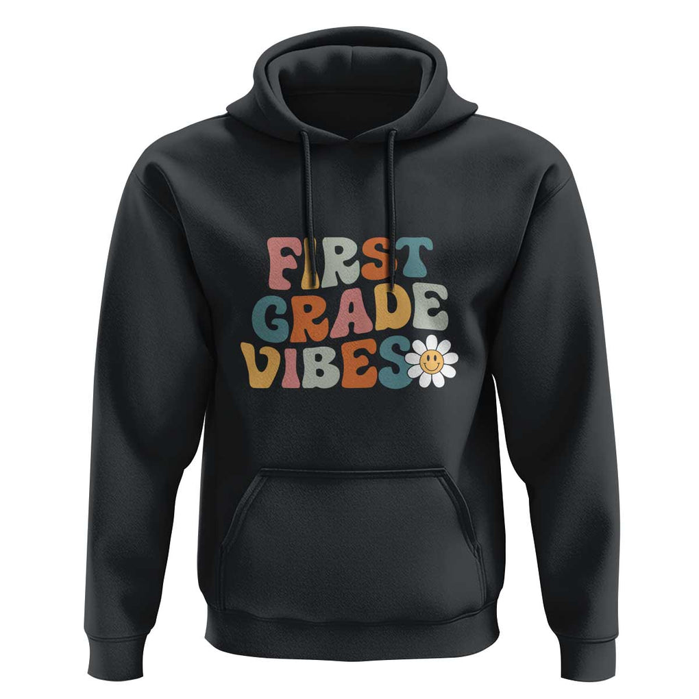 Retro 1st Day of School Hoodie First Grade Vibes, 1st Grade Team TS01 Black Print Your Wear