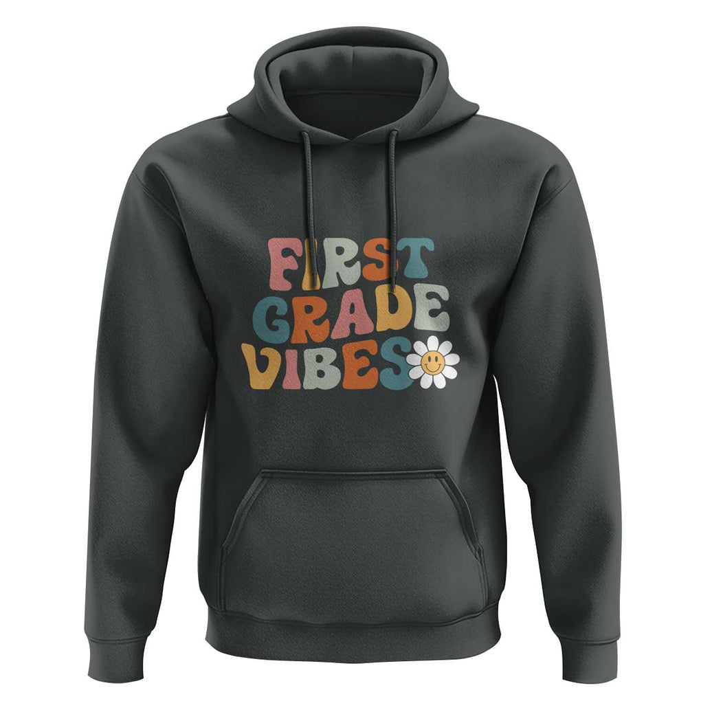 Retro 1st Day of School Hoodie First Grade Vibes, 1st Grade Team TS01 Dark Heather Print Your Wear
