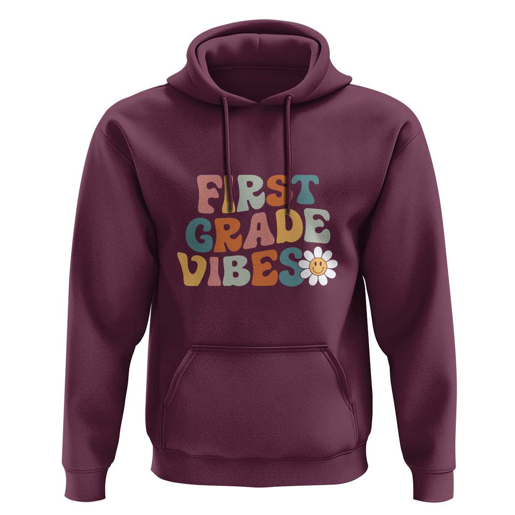 Retro 1st Day of School Hoodie First Grade Vibes, 1st Grade Team TS01 Maroon Print Your Wear