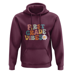 Retro 1st Day of School Hoodie First Grade Vibes, 1st Grade Team TS01 Maroon Print Your Wear