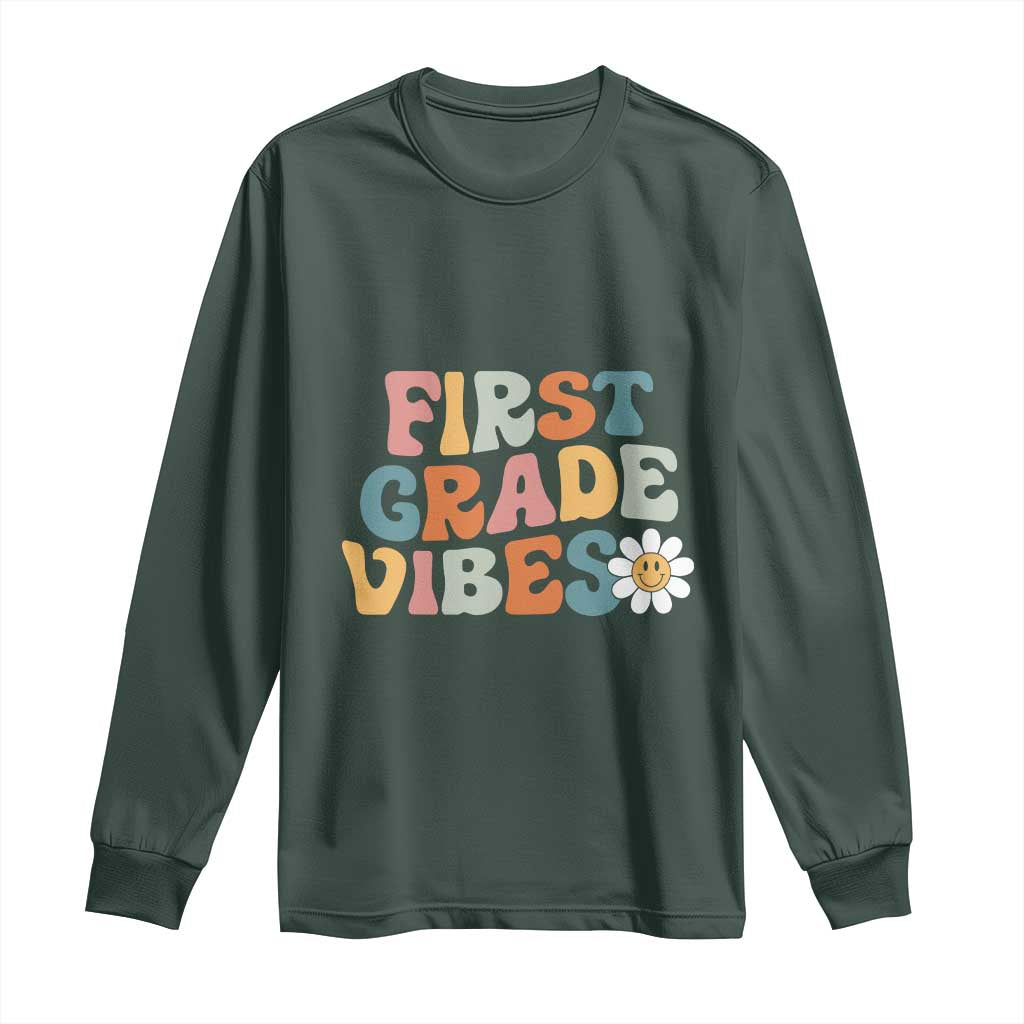 Retro 1st Day of School Long Sleeve Shirt First Grade Vibes 1st Grade Team