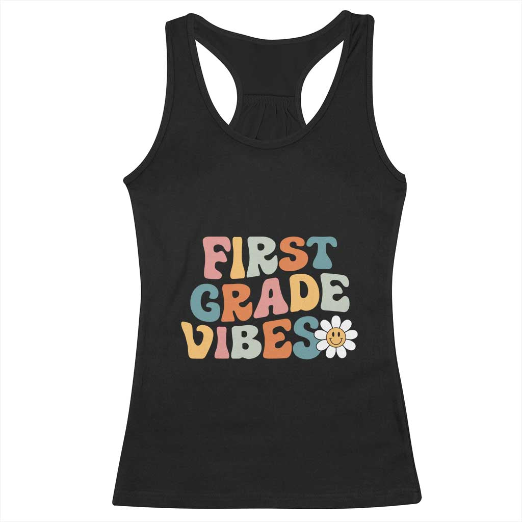 Retro 1st Day of School Racerback Tank Top First Grade Vibes 1st Grade Team TS01 Black Print Your Wear