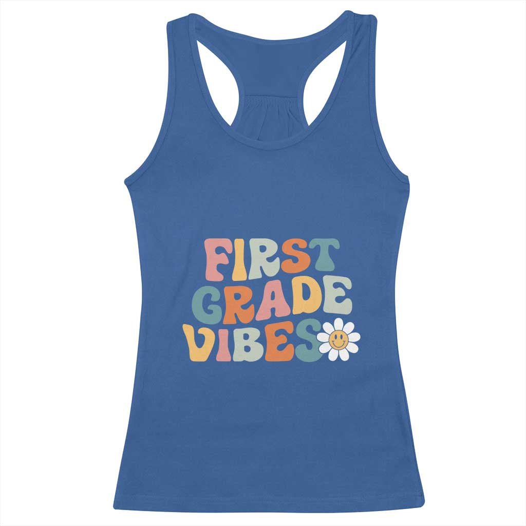 Retro 1st Day of School Racerback Tank Top First Grade Vibes 1st Grade Team