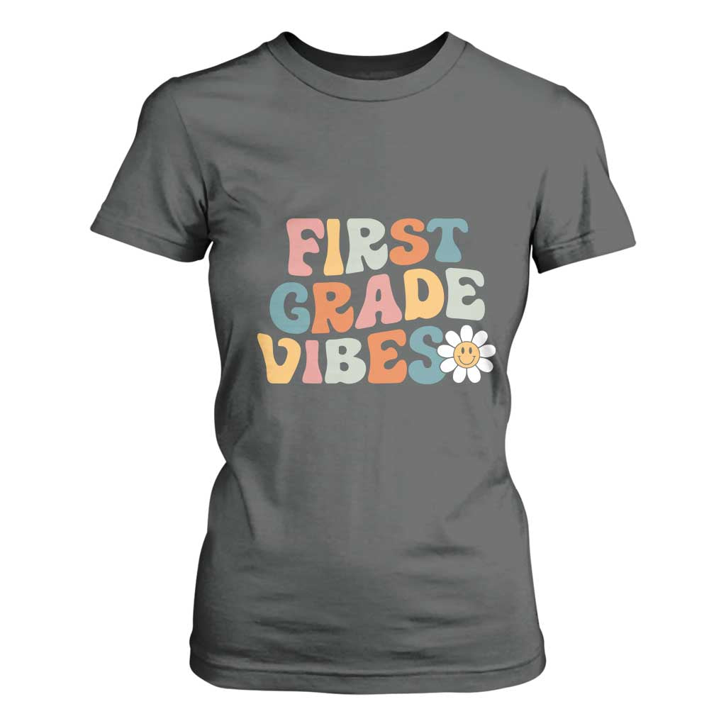 Retro 1st Day of School T Shirt For Women First Grade Vibes 1st Grade Team