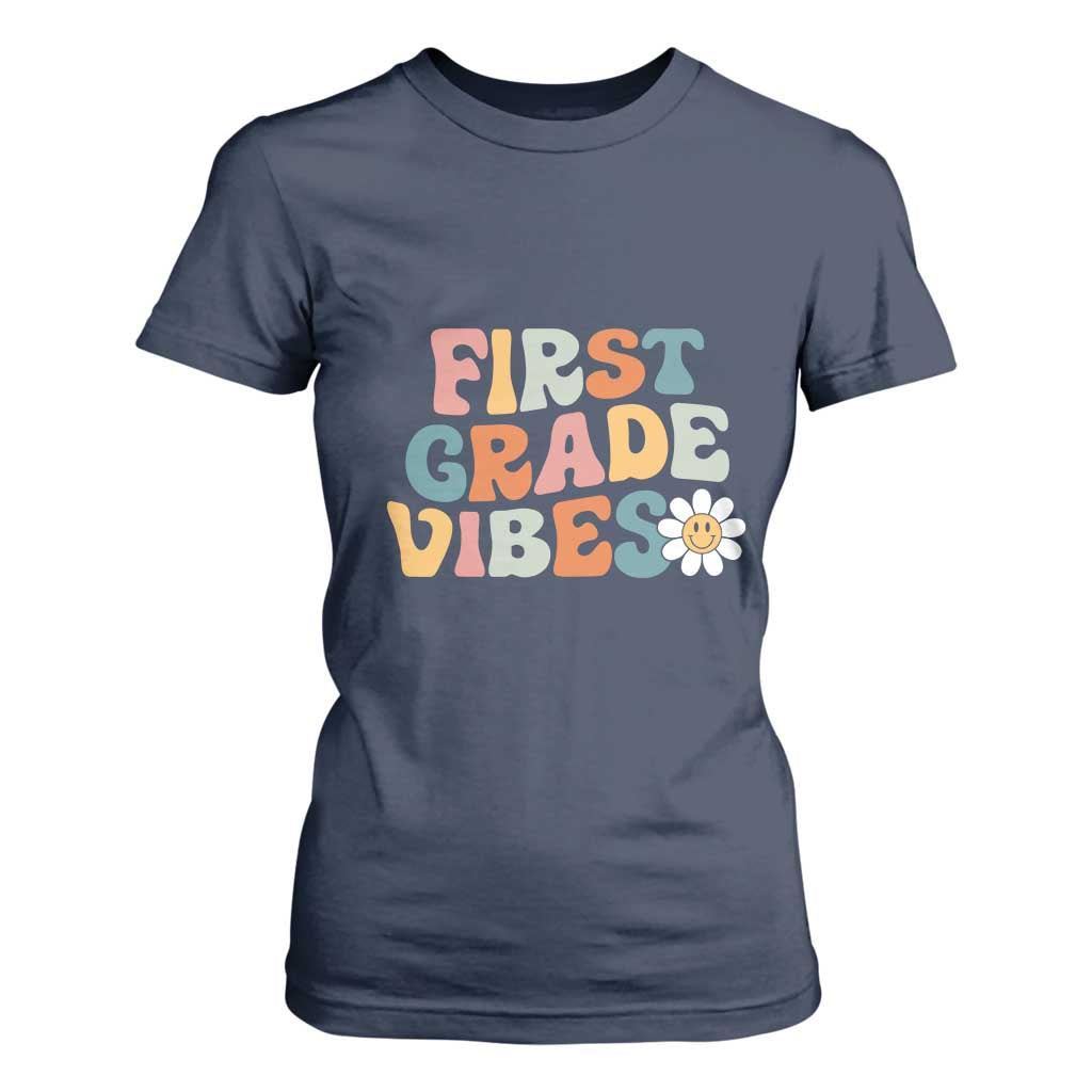 Retro 1st Day of School T Shirt For Women First Grade Vibes 1st Grade Team