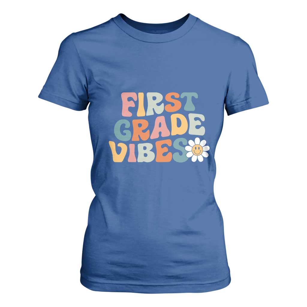 Retro 1st Day of School T Shirt For Women First Grade Vibes 1st Grade Team