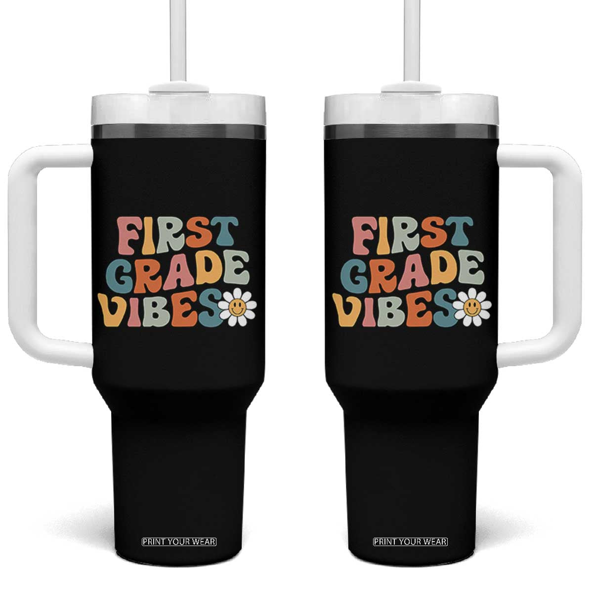 Retro 1st Day of School Tumbler With Handle First Grade Vibes 1st Grade Team