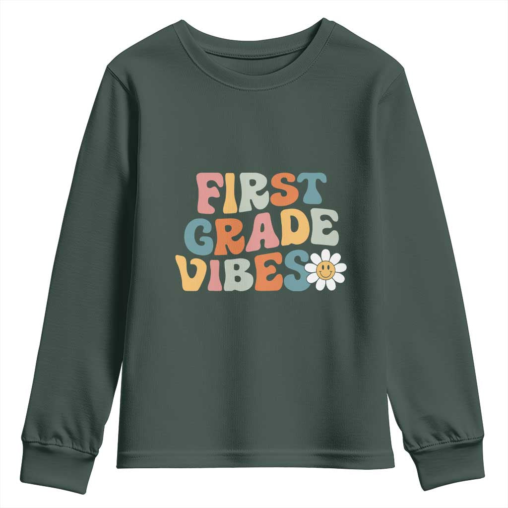 Retro 1st Day of School Youth Sweatshirt First Grade Vibes 1st Grade Team