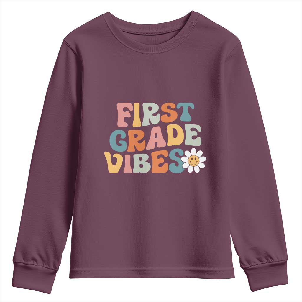 Retro 1st Day of School Youth Sweatshirt First Grade Vibes 1st Grade Team