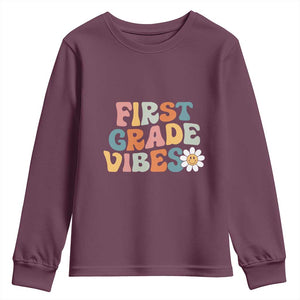 Retro 1st Day of School Youth Sweatshirt First Grade Vibes 1st Grade Team