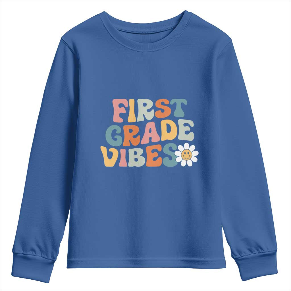 Retro 1st Day of School Youth Sweatshirt First Grade Vibes 1st Grade Team