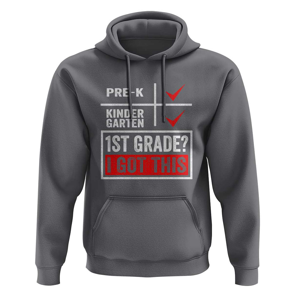Boys and Girls First Day of First Grade Hoodie Back to School TS01 Charcoal Print Your Wear