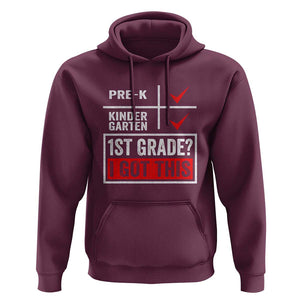 Boys and Girls First Day of First Grade Hoodie Back to School TS01 Maroon Print Your Wear