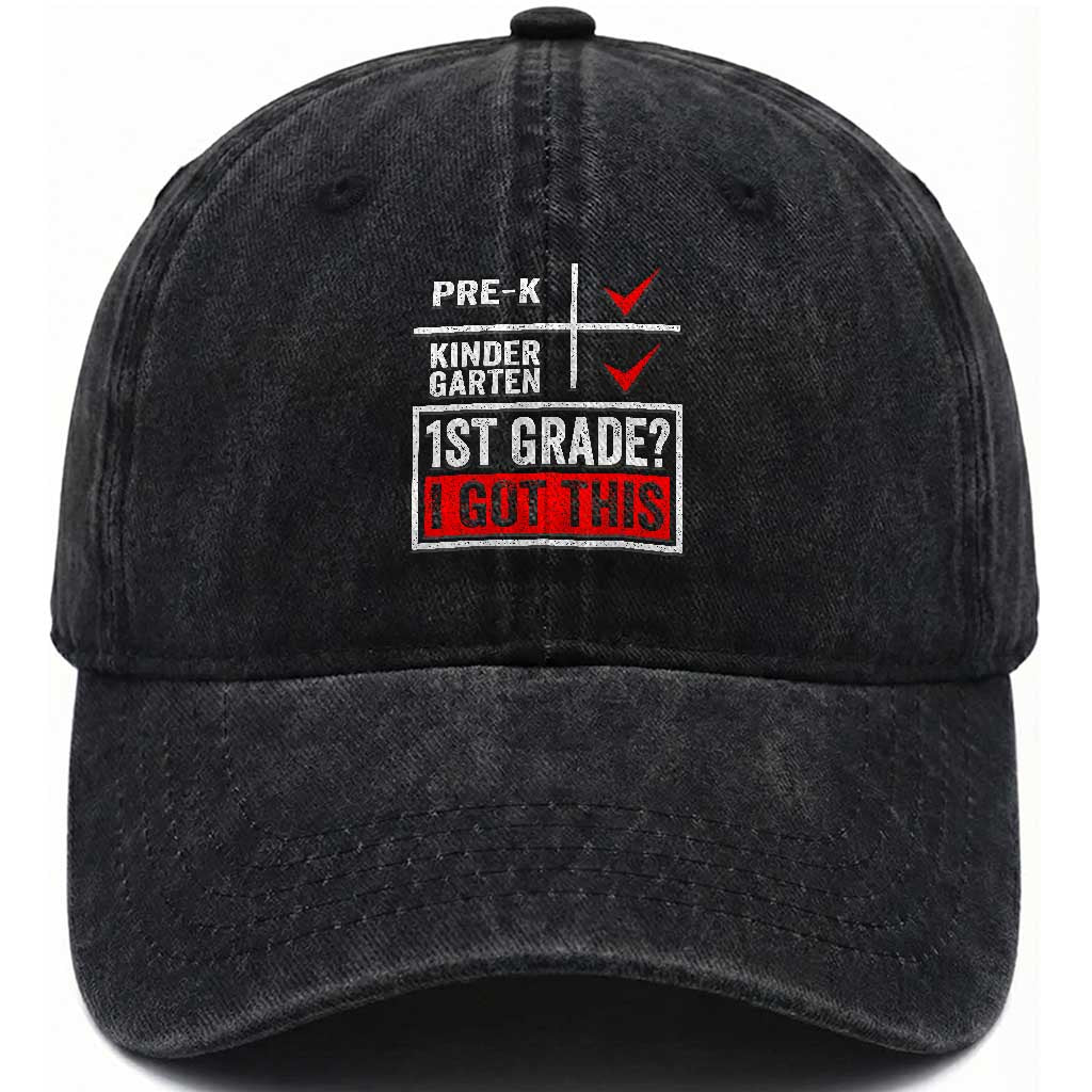 Boys and Girls First Day of First Grade Washed Cotton Baseball Cap Back to School TS01 Print Your Wear