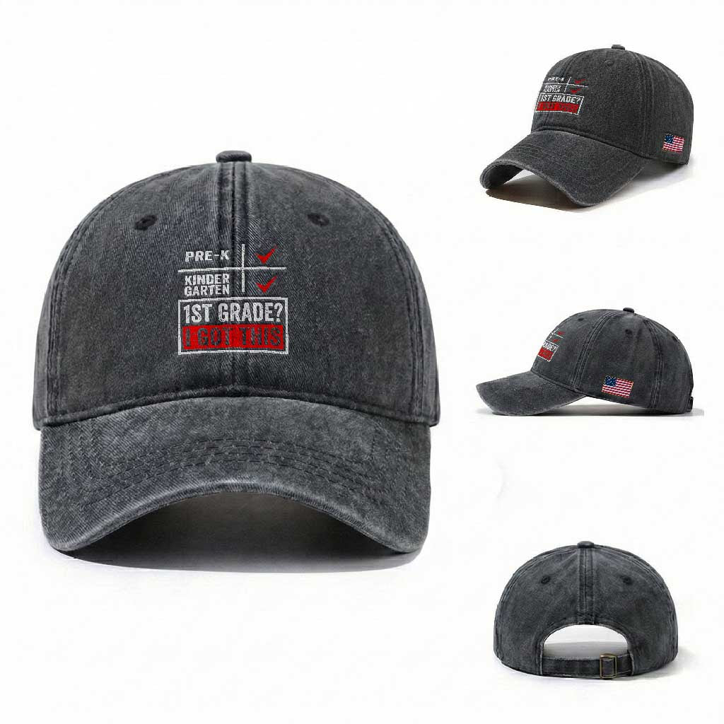 Boys and Girls First Day of First Grade Washed Cotton Baseball Cap Back to School