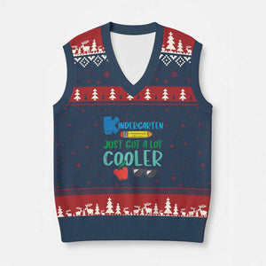 Kindergarten Just Got Cooler V-Neck Knit Sweater Vest Funny 1st Day Back to School Kids Gift