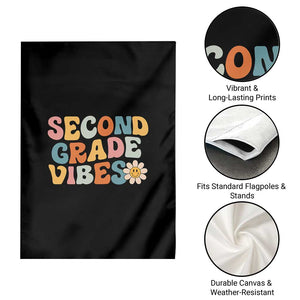 Groovy Retro Second Grade Vibes Garden Flag Back to School 2nd Grade Team