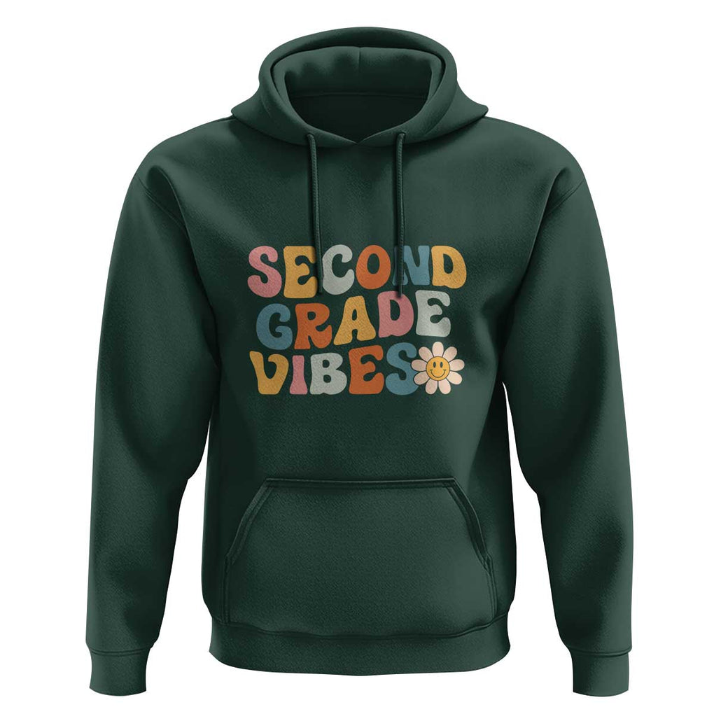 Retro Second Grade Vibes Hoodie 2nd Grade Team, 1st Day of School TS01 Dark Forest Green Print Your Wear