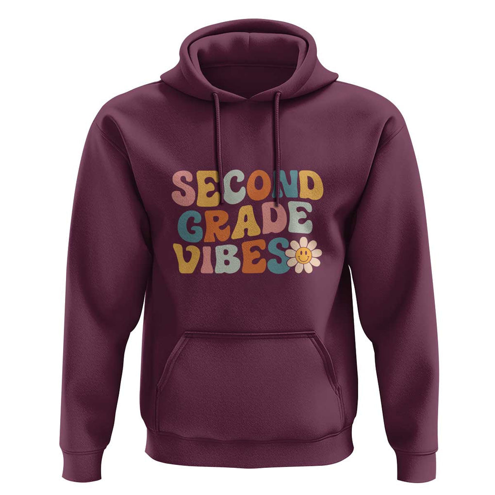 Retro Second Grade Vibes Hoodie 2nd Grade Team, 1st Day of School TS01 Maroon Print Your Wear