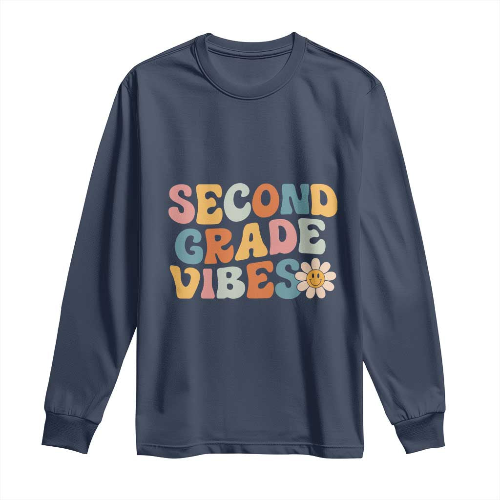 Groovy Retro Second Grade Vibes Long Sleeve Shirt Back to School 2nd Grade Team