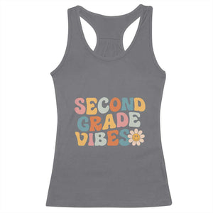 Groovy Retro Second Grade Vibes Racerback Tank Top Back to School 2nd Grade Team