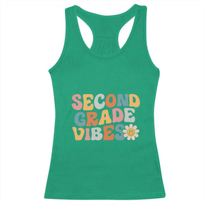 Groovy Retro Second Grade Vibes Racerback Tank Top Back to School 2nd Grade Team