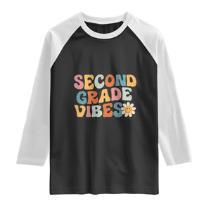 Groovy Retro Second Grade Vibes Raglan Shirt Back to School 2nd Grade Team