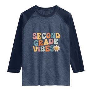 Groovy Retro Second Grade Vibes Raglan Shirt Back to School 2nd Grade Team