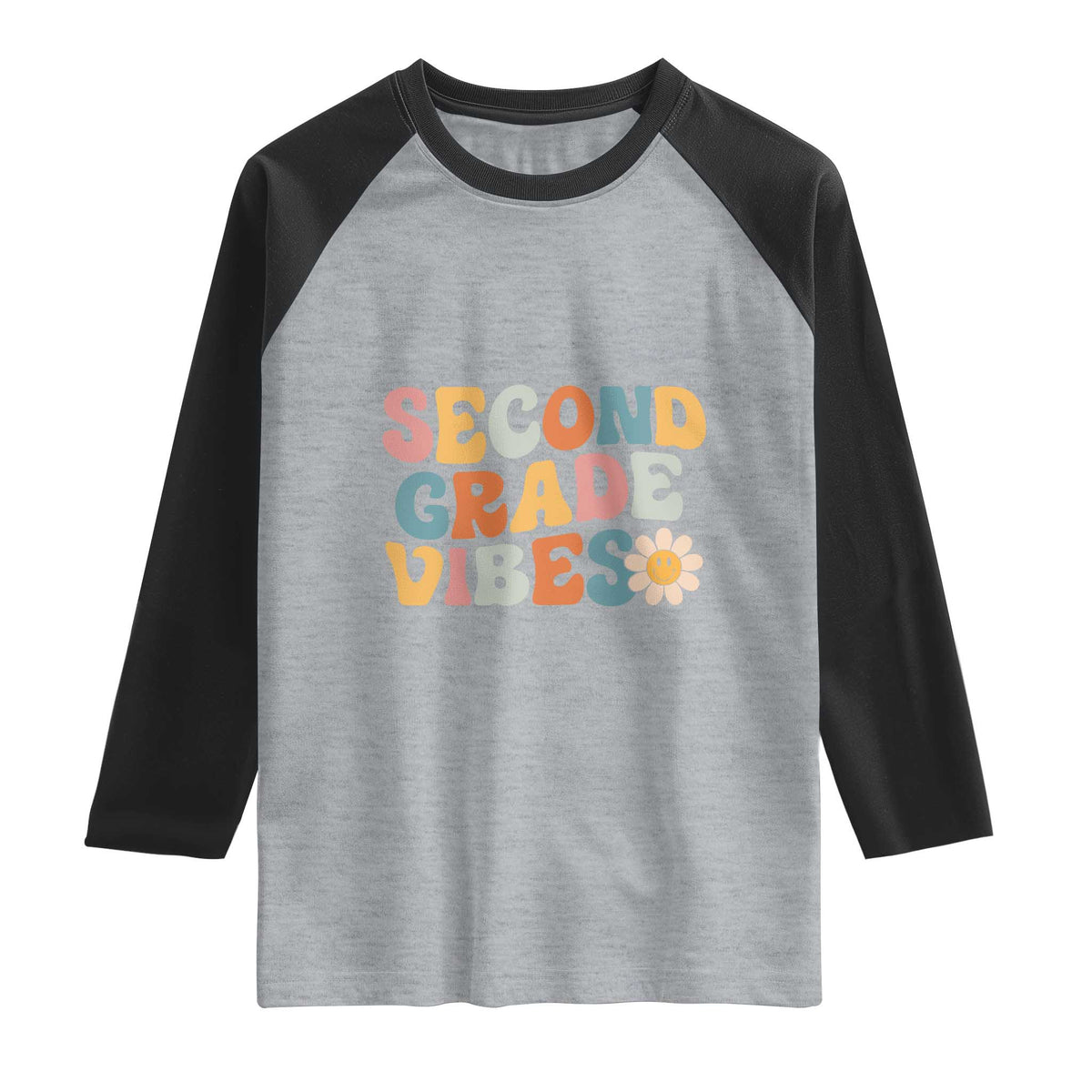 Groovy Retro Second Grade Vibes Raglan Shirt Back to School 2nd Grade Team