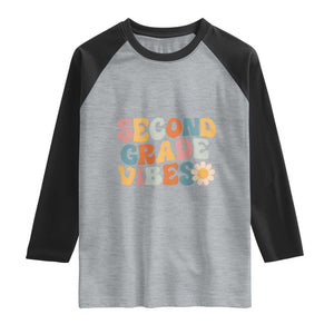 Groovy Retro Second Grade Vibes Raglan Shirt Back to School 2nd Grade Team