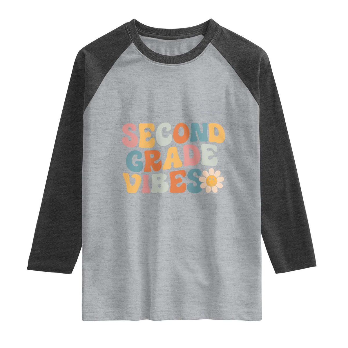 Groovy Retro Second Grade Vibes Raglan Shirt Back to School 2nd Grade Team