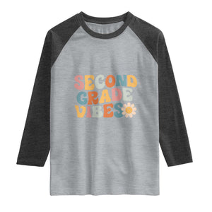 Groovy Retro Second Grade Vibes Raglan Shirt Back to School 2nd Grade Team