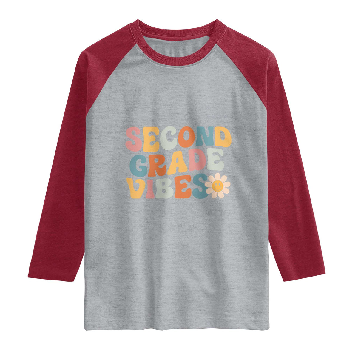 Groovy Retro Second Grade Vibes Raglan Shirt Back to School 2nd Grade Team