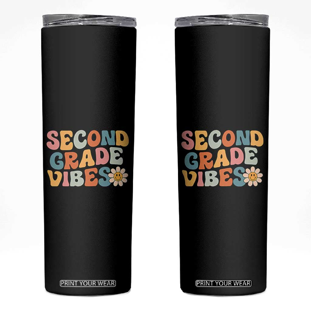 Groovy Retro Second Grade Vibes Skinny Tumbler Back to School 2nd Grade Team
