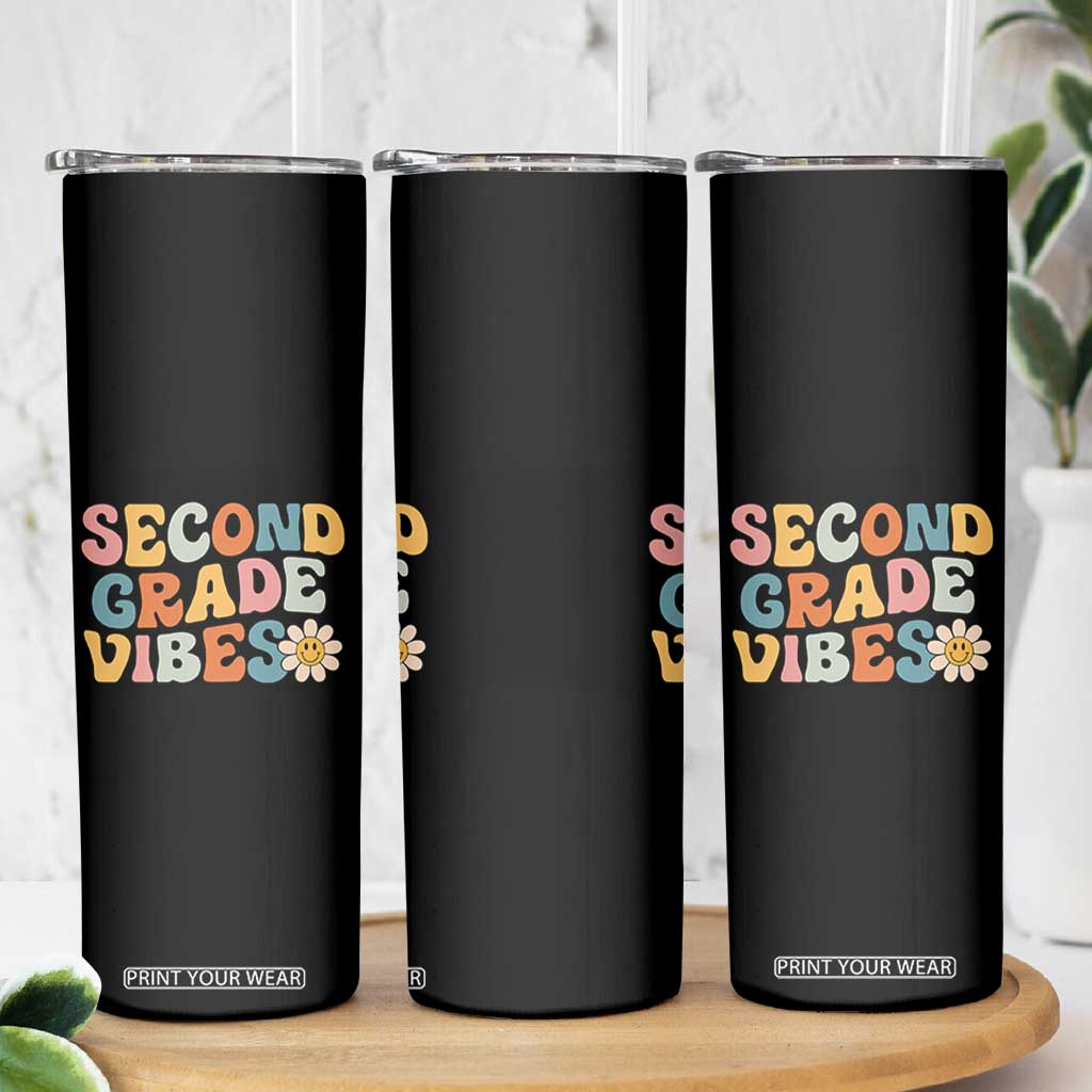 Groovy Retro Second Grade Vibes Skinny Tumbler Back to School 2nd Grade Team