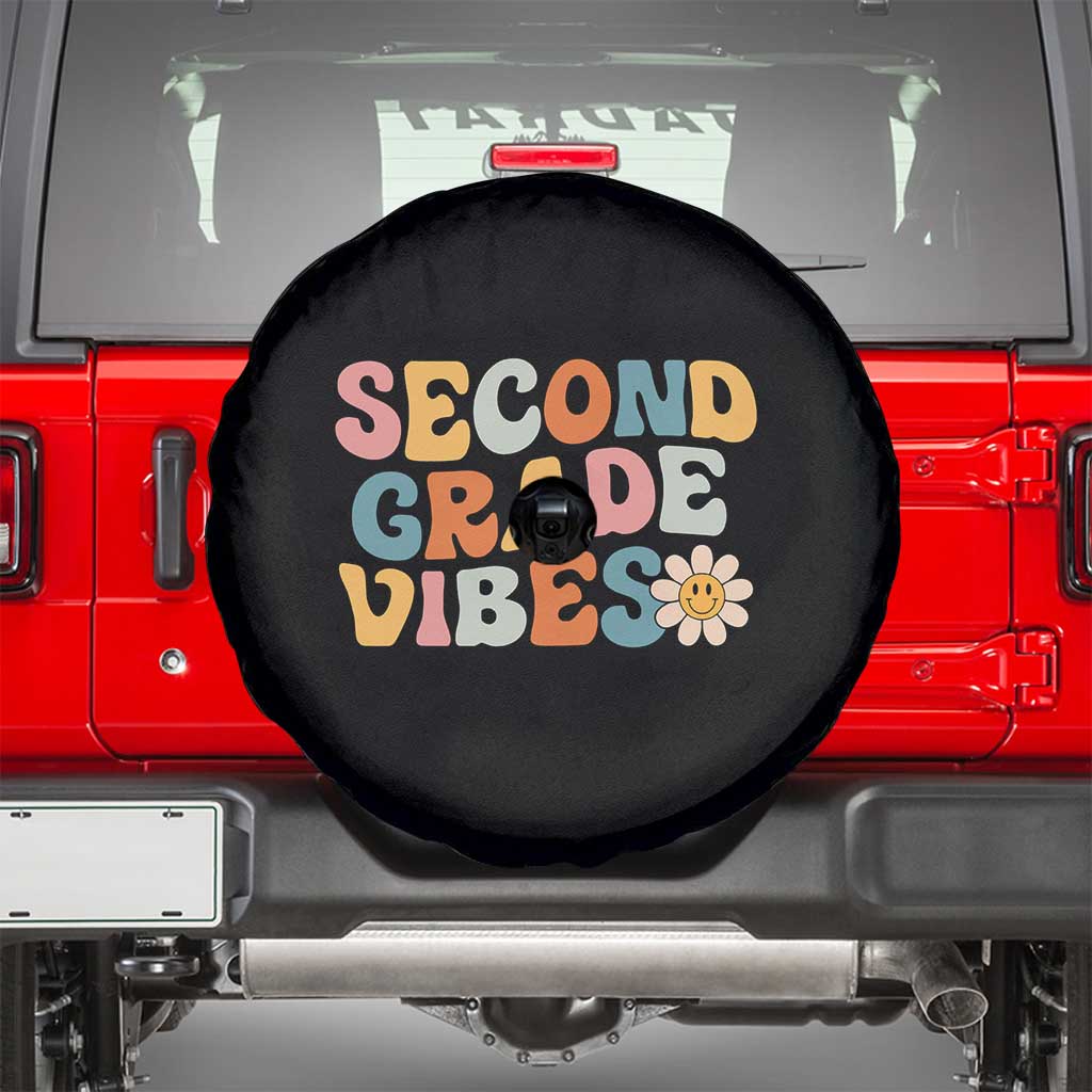 Groovy Retro Second Grade Vibes Spare Tire Cover Back to School 2nd Grade Team
