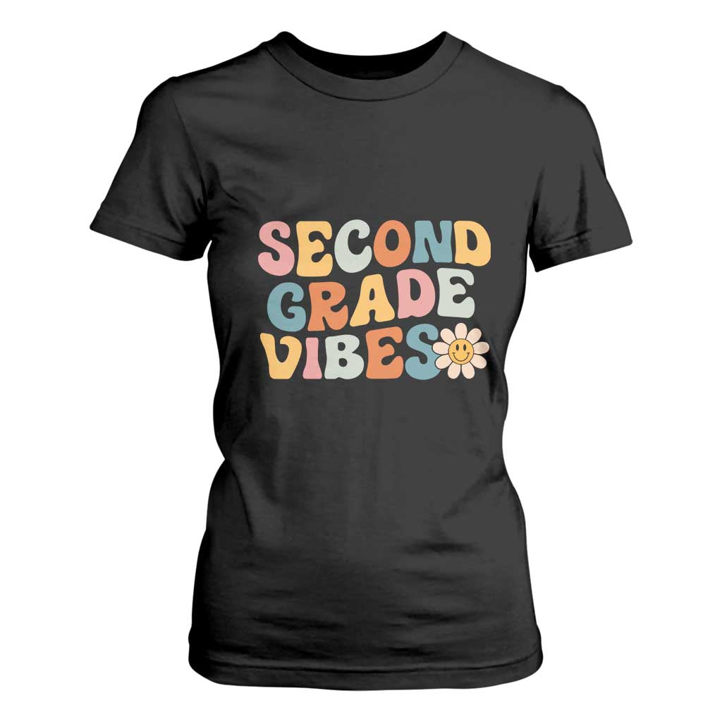 Groovy Retro Second Grade Vibes T Shirt For Women Back to School 2nd Grade Team