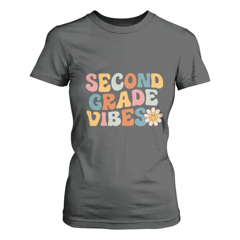 Groovy Retro Second Grade Vibes T Shirt For Women Back to School 2nd Grade Team