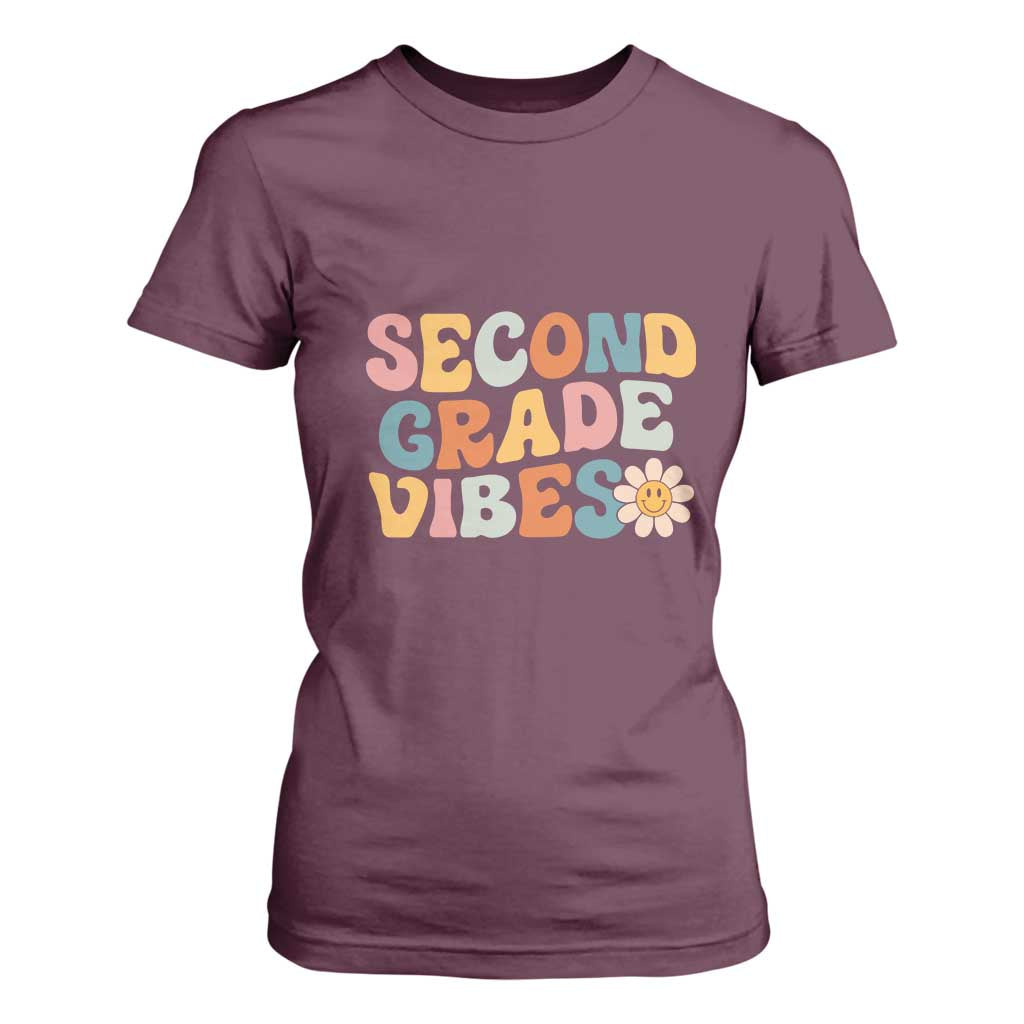 Groovy Retro Second Grade Vibes T Shirt For Women Back to School 2nd Grade Team