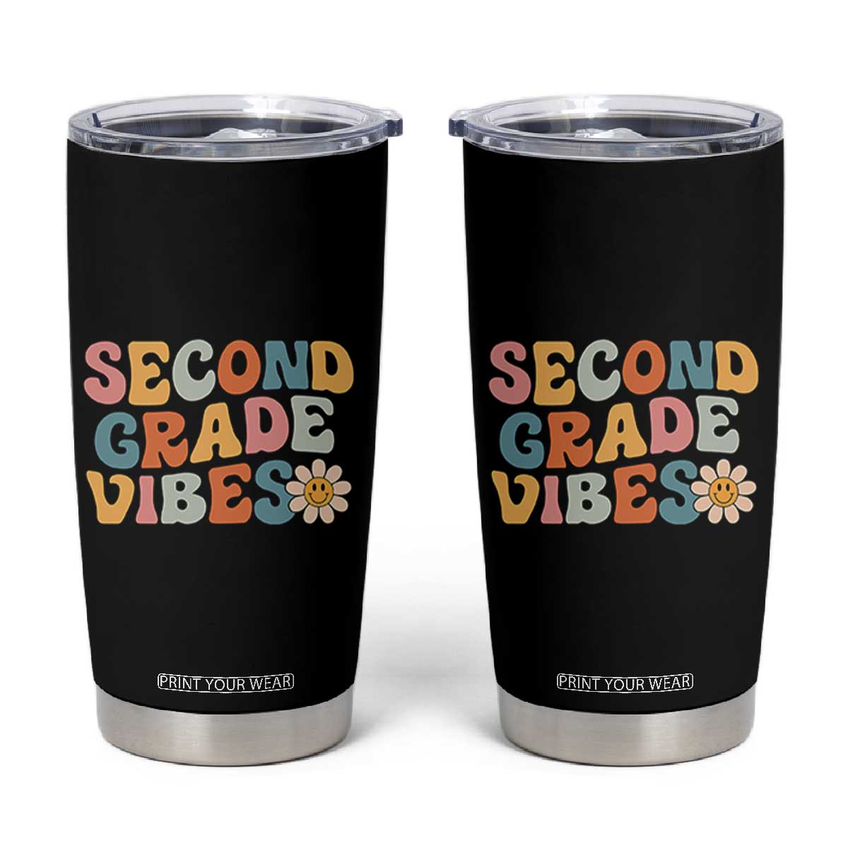 Groovy Retro Second Grade Vibes Tumbler Cup Back to School 2nd Grade Team