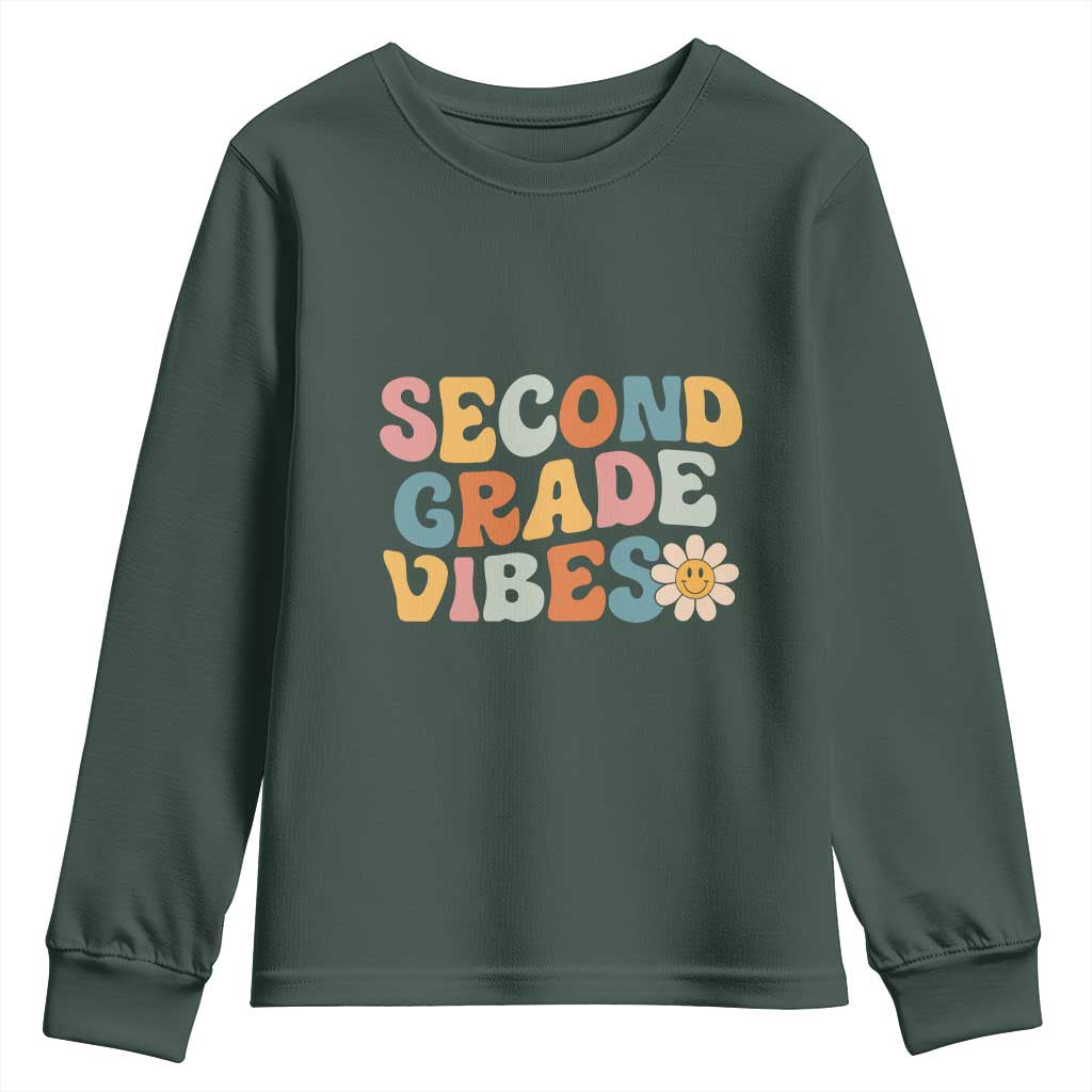 Groovy Retro Second Grade Vibes Youth Sweatshirt Back to School 2nd Grade Team