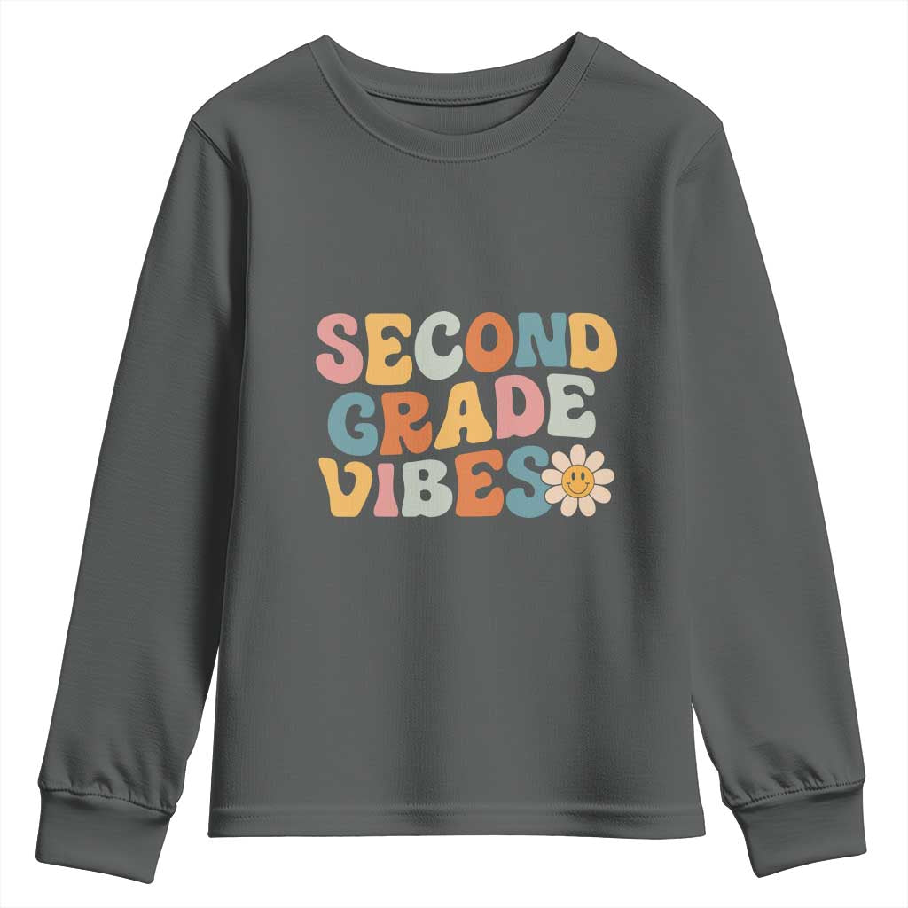 Groovy Retro Second Grade Vibes Youth Sweatshirt Back to School 2nd Grade Team
