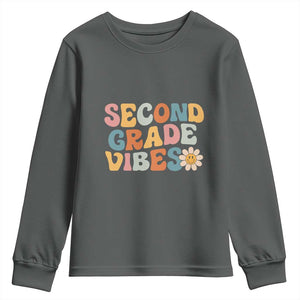 Groovy Retro Second Grade Vibes Youth Sweatshirt Back to School 2nd Grade Team