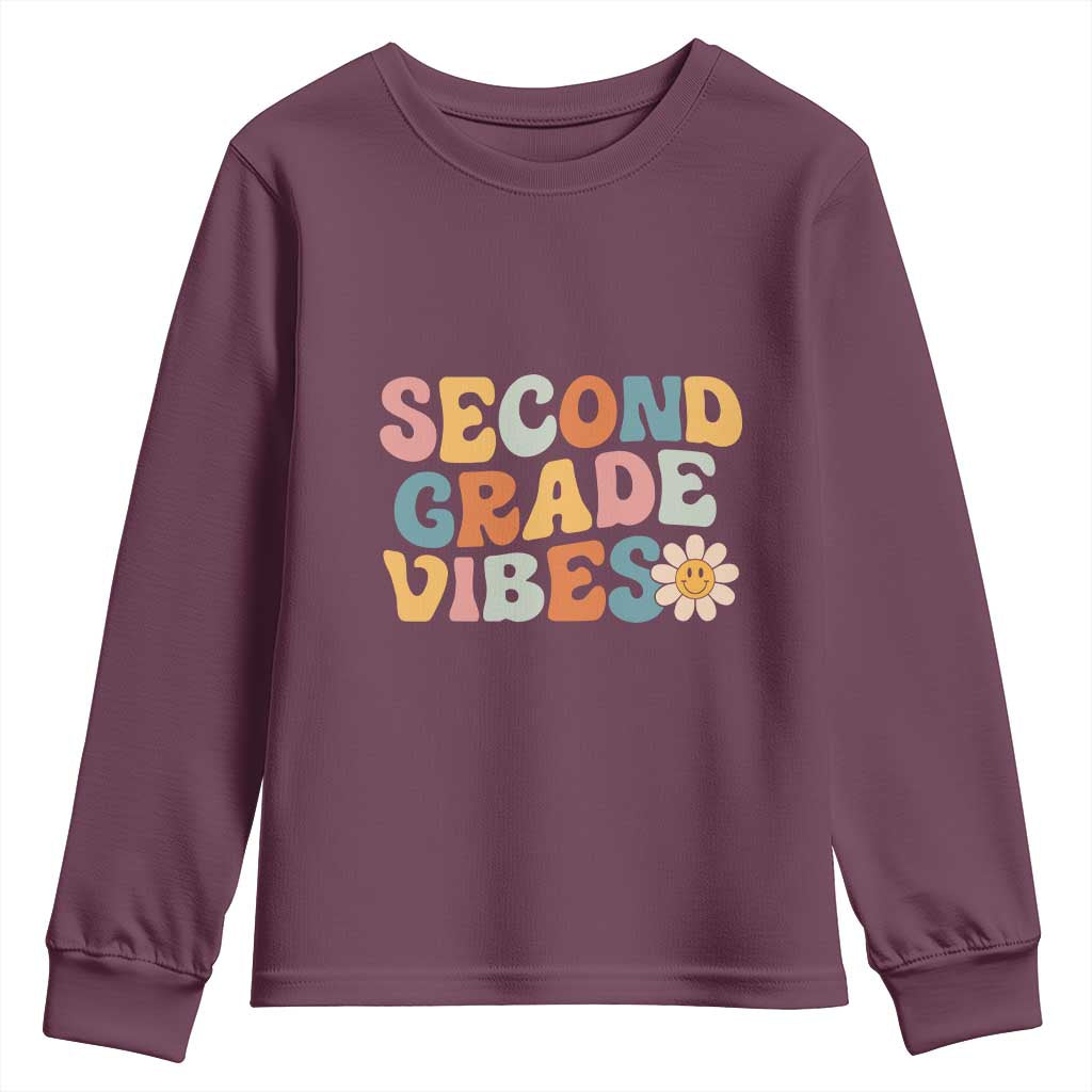 Groovy Retro Second Grade Vibes Youth Sweatshirt Back to School 2nd Grade Team