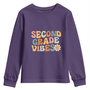 Groovy Retro Second Grade Vibes Youth Sweatshirt Back to School 2nd Grade Team