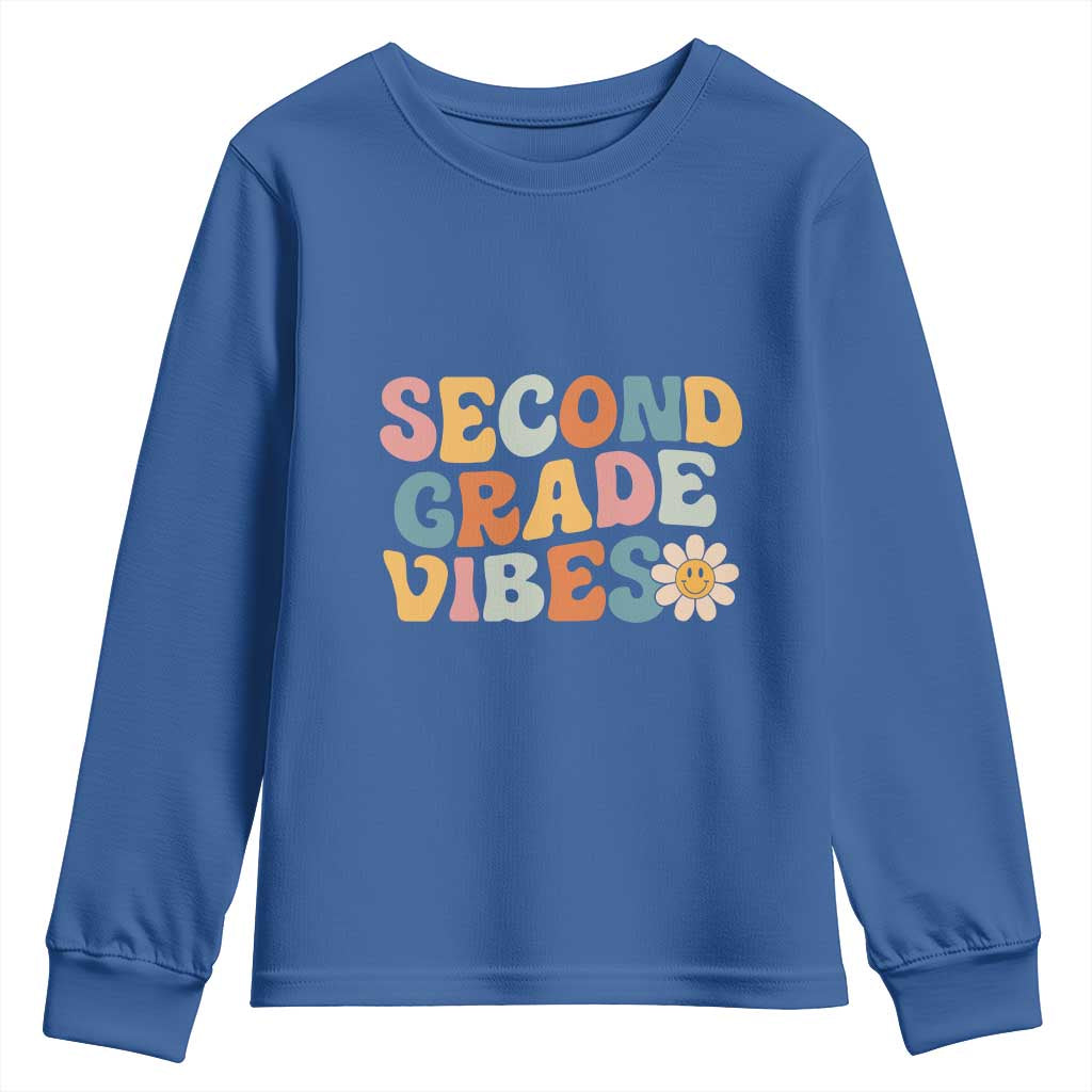 Groovy Retro Second Grade Vibes Youth Sweatshirt Back to School 2nd Grade Team
