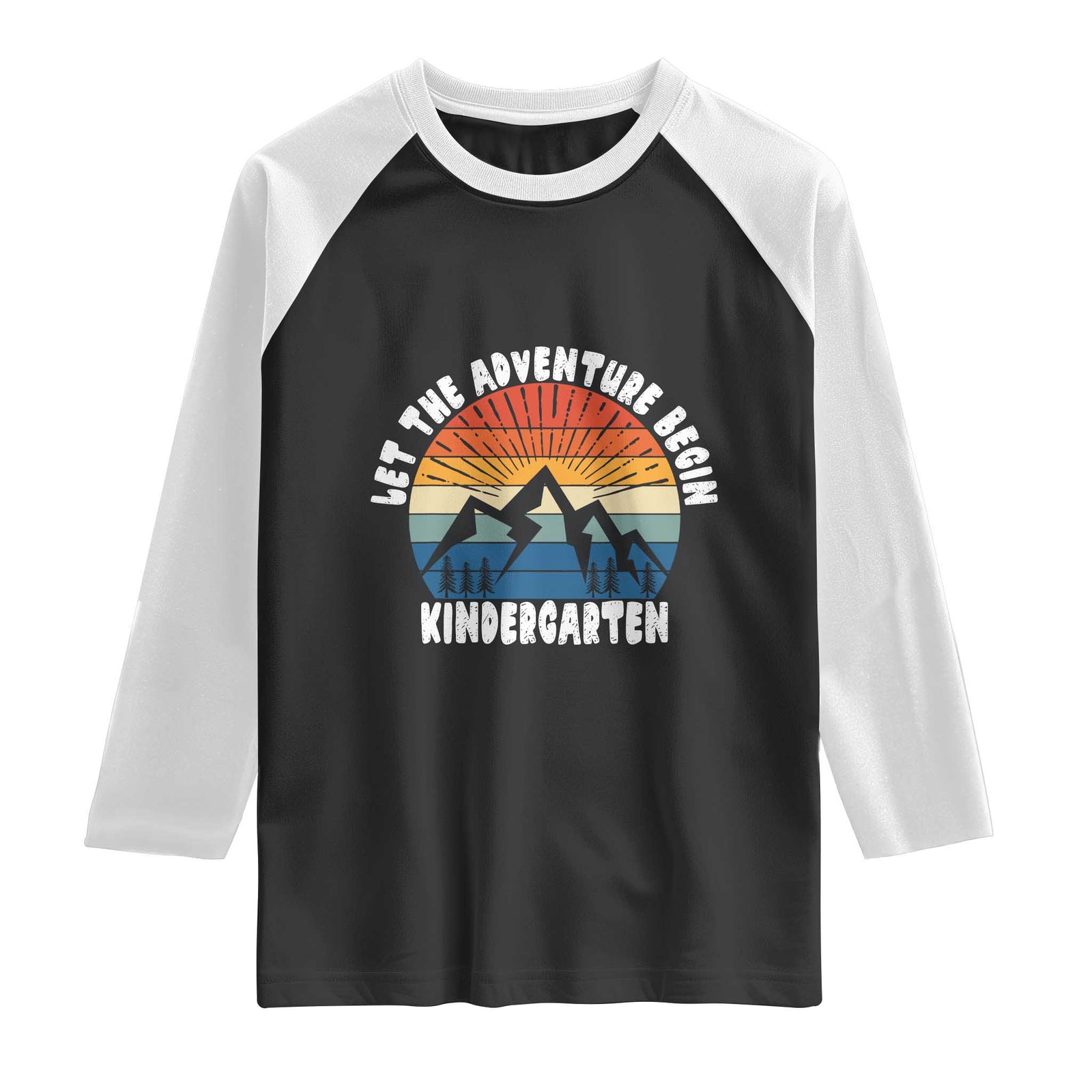 Kindergarten First Day of School Raglan Shirt Let the Adventure Begin Cute Back to School Gift TS01 Black White Print Your Wear